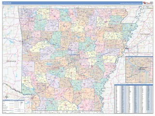 Arkansas ColorCast style ZIP Code wall map