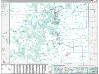 Colorado Classic style ZIP Code wall map