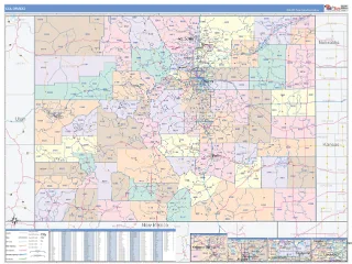 Colorado ColorCast style ZIP Code wall map