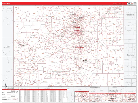 Colorado ZIP Code wall map in the RedLine Style