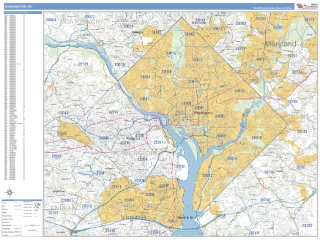 District of Columbia Business Reference style ZIP Code wall map
