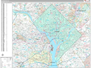 District of Columbia Classic style ZIP Code wall map