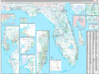 Florida Classic style ZIP Code wall map