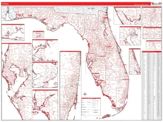 Florida RedLine style ZIP Code wall map
