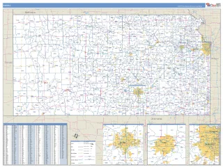 Kansas Business Reference style ZIP Code wall map