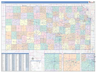 Kansas ColorCast style ZIP Code wall map
