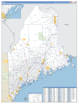 Maine Business Reference style ZIP Code wall map
