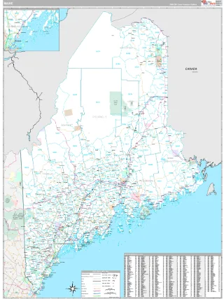Maine Classic style ZIP Code wall map