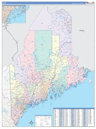 Maine ColorCast style ZIP Code wall map