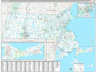 Massachusetts ZIP Code wall map in the Classic Style