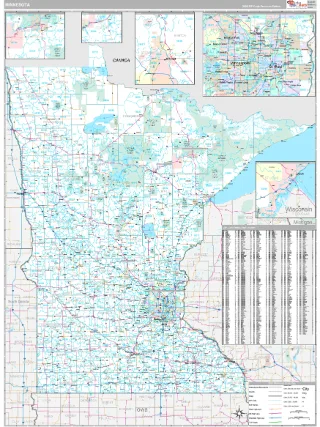 Minnesota Classic style ZIP Code wall map