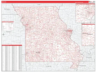 Missouri RedLine style ZIP Code wall map