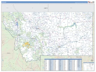 Montana Business Reference style ZIP Code wall map
