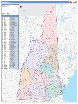 New Hampshire ColorCast style ZIP Code wall map