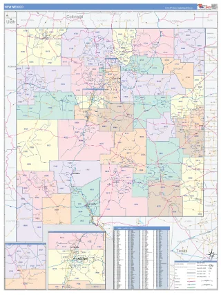 New Mexico ColorCast style ZIP Code wall map