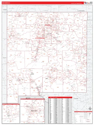 New Mexico RedLine style ZIP Code wall map