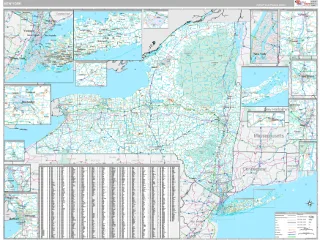 New York Classic style ZIP Code wall map