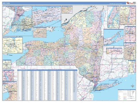 New York ZIP Code wall map in the ColorCast Style