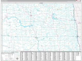 North Dakota Classic style ZIP Code wall map