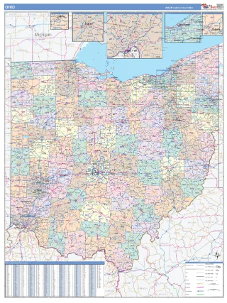Ohio ColorCast style ZIP Code wall map