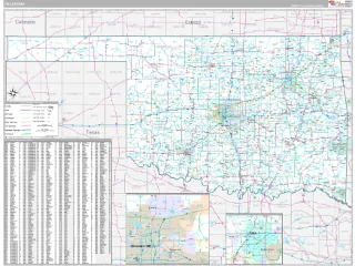 Oklahoma Classic style ZIP Code wall map