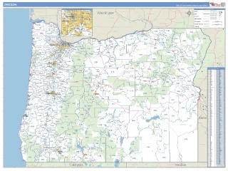 Oregon Business Reference style ZIP Code wall map