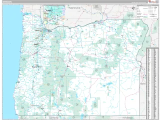 Oregon Classic style ZIP Code wall map