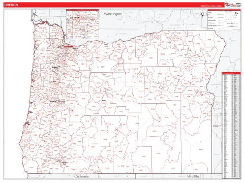 Oregon ZIP Code wall map in the RedLine Style