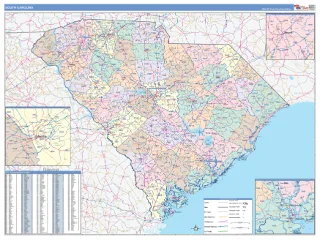 South Carolina ColorCast style ZIP Code wall map