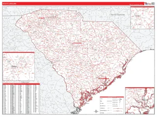 South Carolina RedLine style ZIP Code wall map
