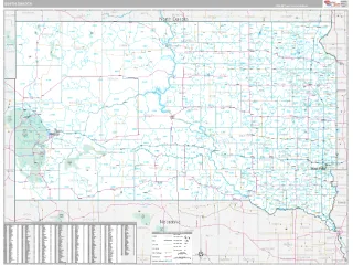 South Dakota Classic style ZIP Code wall map