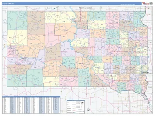 South Dakota ColorCast style ZIP Code wall map
