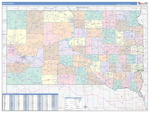 South Dakota ZIP Code wall map in the ColorCast Style