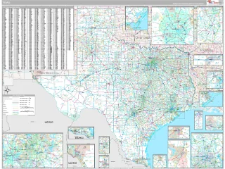 Texas Classic style ZIP Code wall map
