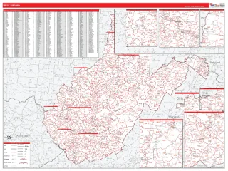 West Virginia RedLine style ZIP Code wall map