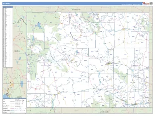Wyoming Business Reference style ZIP Code wall map