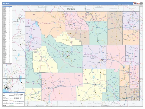 Wyoming ZIP Code wall map in the ColorCast Style