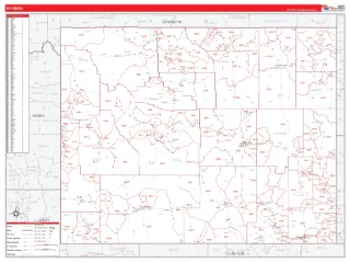 Wyoming RedLine style ZIP Code wall map