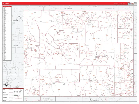 Wyoming ZIP Code wall map in the RedLine Style